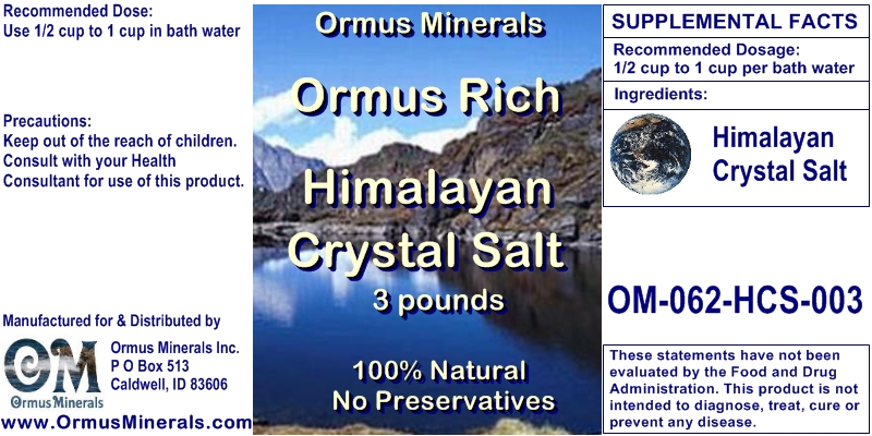 Ormus Minerals Himalayan Crystal Salt 3 lbs
