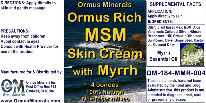 Ormus Minerals Ormus Rich MSM Skin Cream with Myrrh