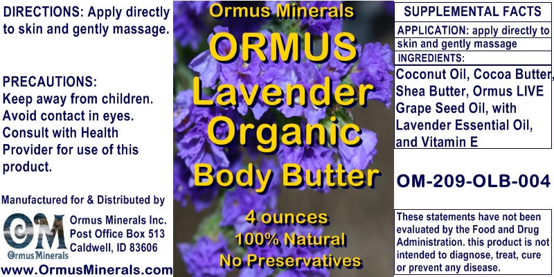 Ormus Minerals Lavender Organic Body Butter